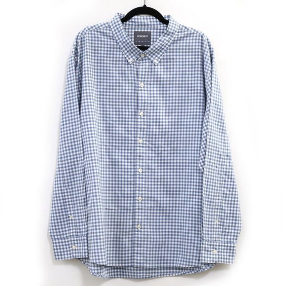 Bonobos Plaid Print Long Sleeve Men's Shirt Buttondown Standard Fit 3XL 269095